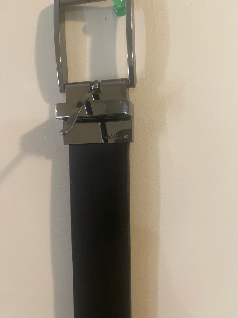 Calvin Klein Black Leather Belt With Gunmetal Buckle